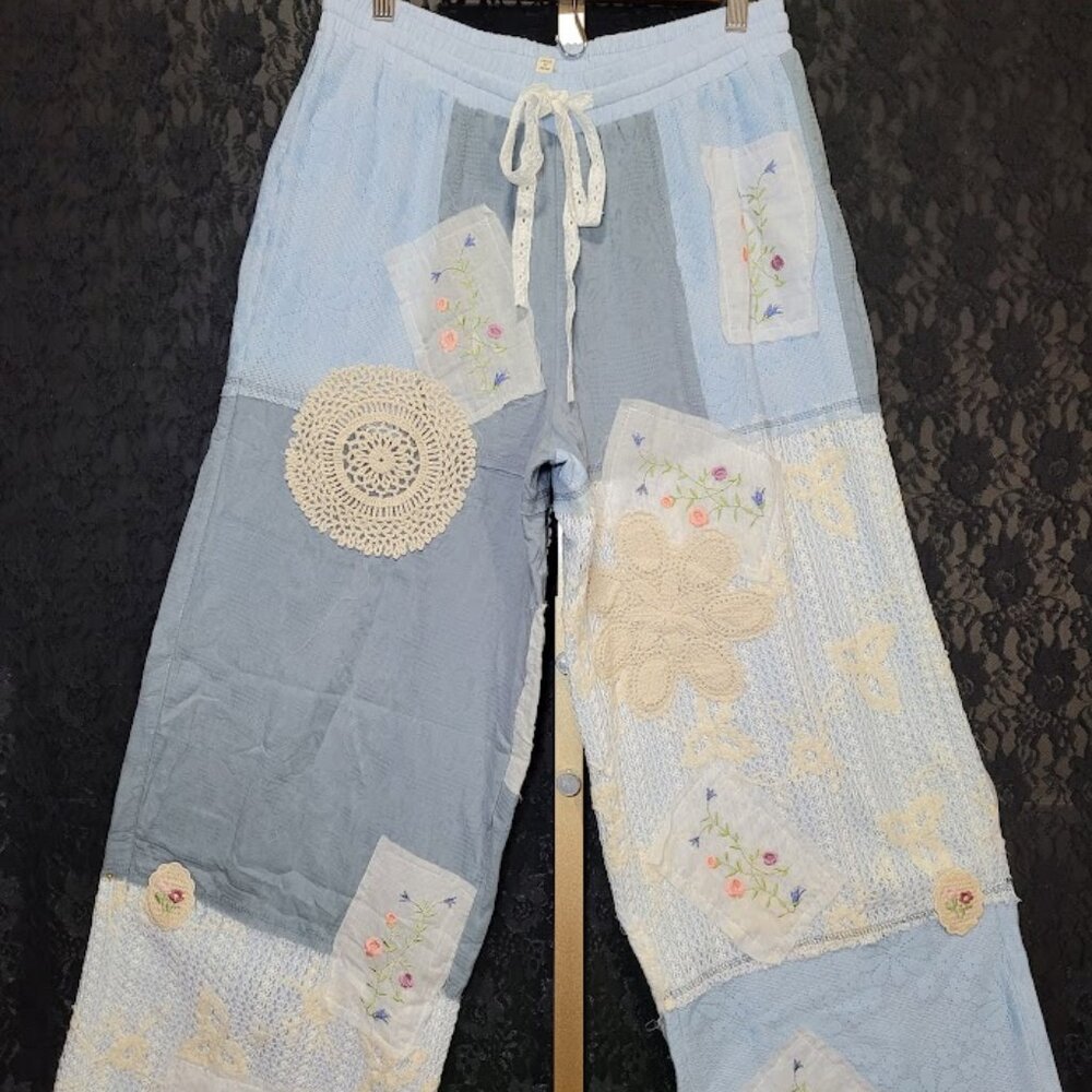 NEW POL Sky Blue Beyond Compare Embroidery & Lace Pants S